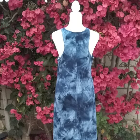 Roller Coaster Knit Dress Long Navy Blue Maxi Tie Dye Large Festivals - Picture 4 of 6